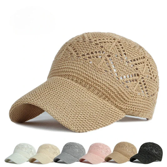 New Hollow Mesh Woman Baseball Cap Knitted Hats For Women Summer