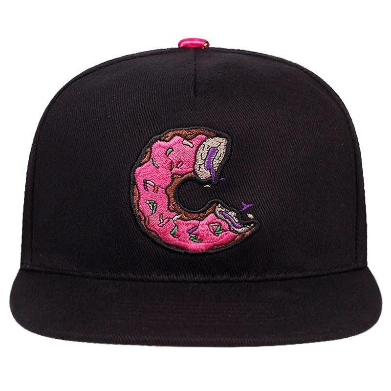 Unisex Doughnut Embroidered Snapback Cap