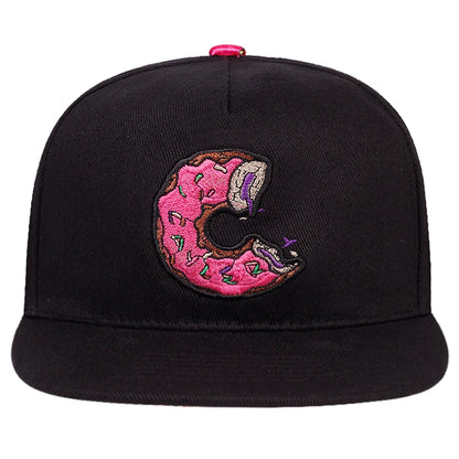 Unisex Doughnut Embroidered Snapback Cap