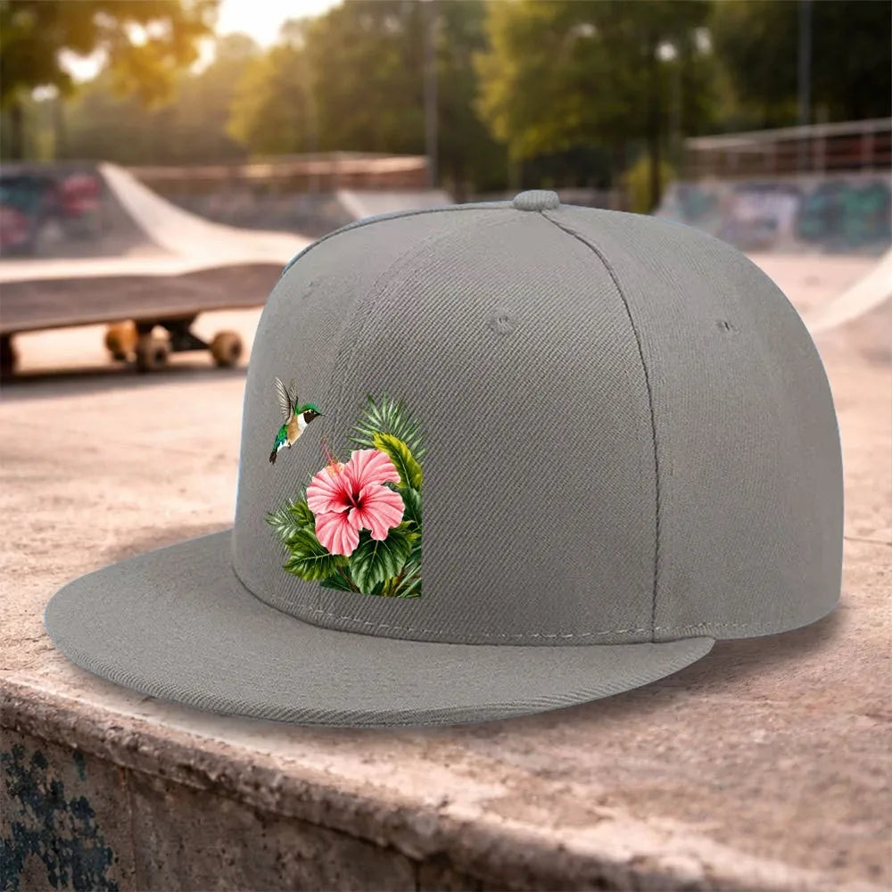Hummingbird Hibiscus Snapback Cap
