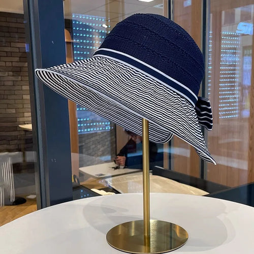 French Style Women's Sun Hat Foldable Breathable Summer Size 56-58cm