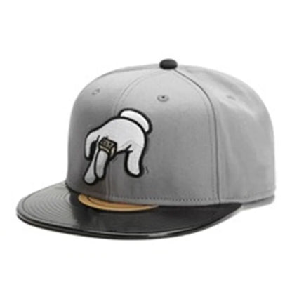 Unisex Embroidered Cotton Flat Brim Hip-Hop Snapback Cap