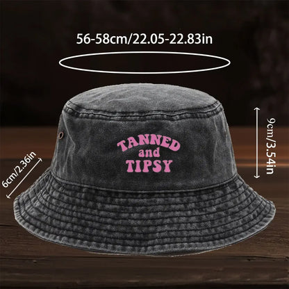 1pc Letter Design Print Washed Bucket Hat