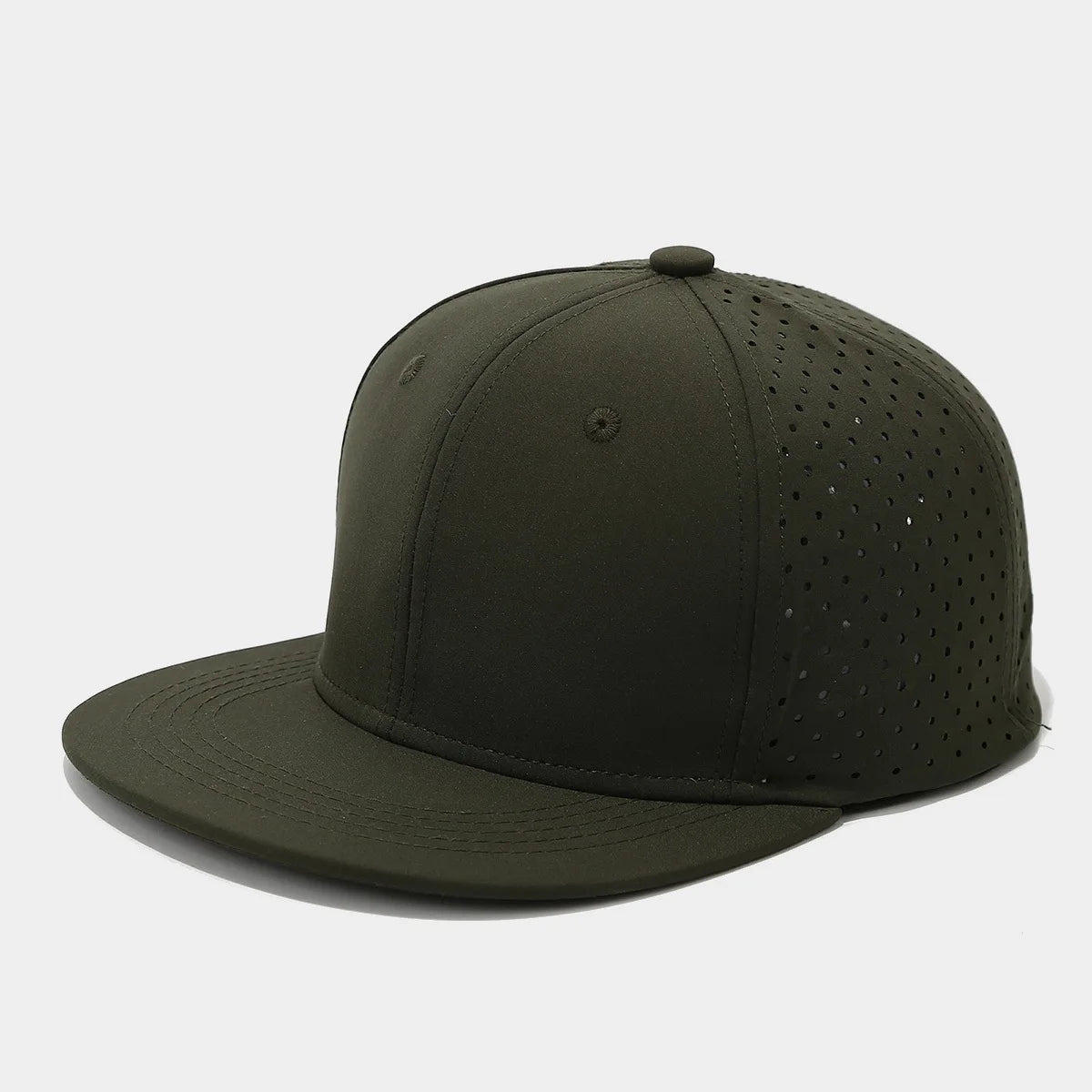 Full Closed Flat Brim Breathable Mesh Snapback Cap