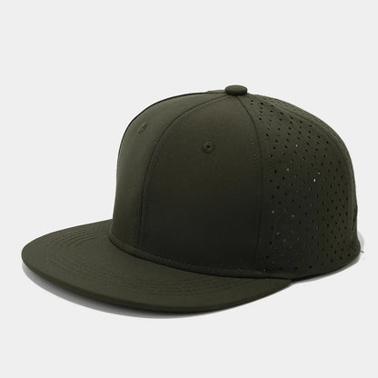 Full Closed Flat Brim Breathable Mesh Snapback Cap