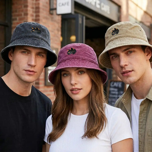 Vintage Black Cat Print Bucket Hat