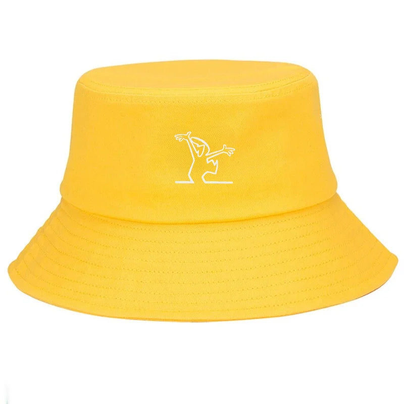 Dancing Figure Cotton Wide Brim Bucket Hat