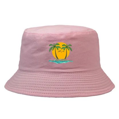 Island Palm Tree Reversible Summer Beach Bucket Hat