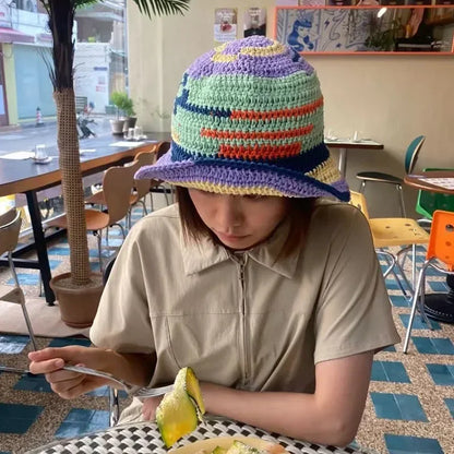 Color Splicing Knitted Bucket Hat