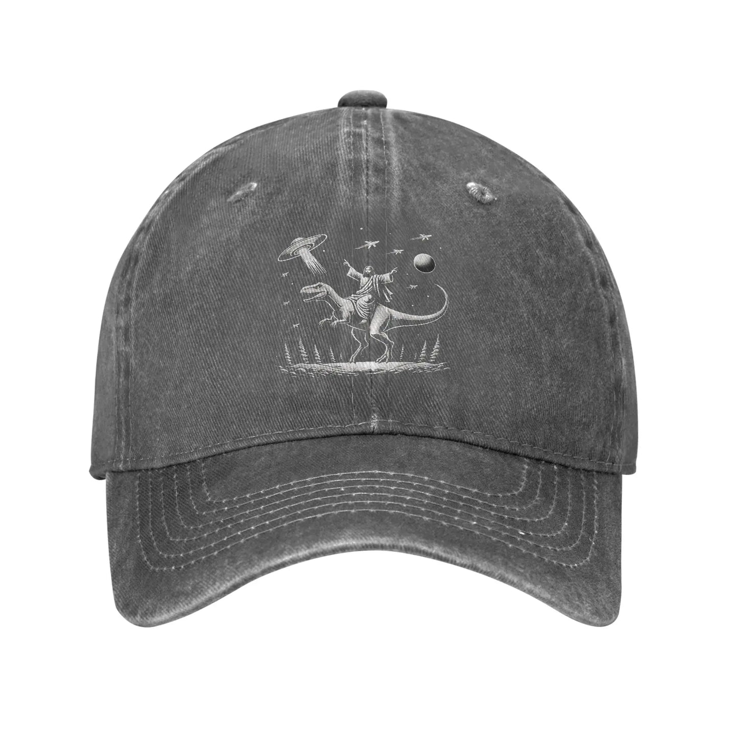 Jesus Riding Dinosaur Baseball Cap