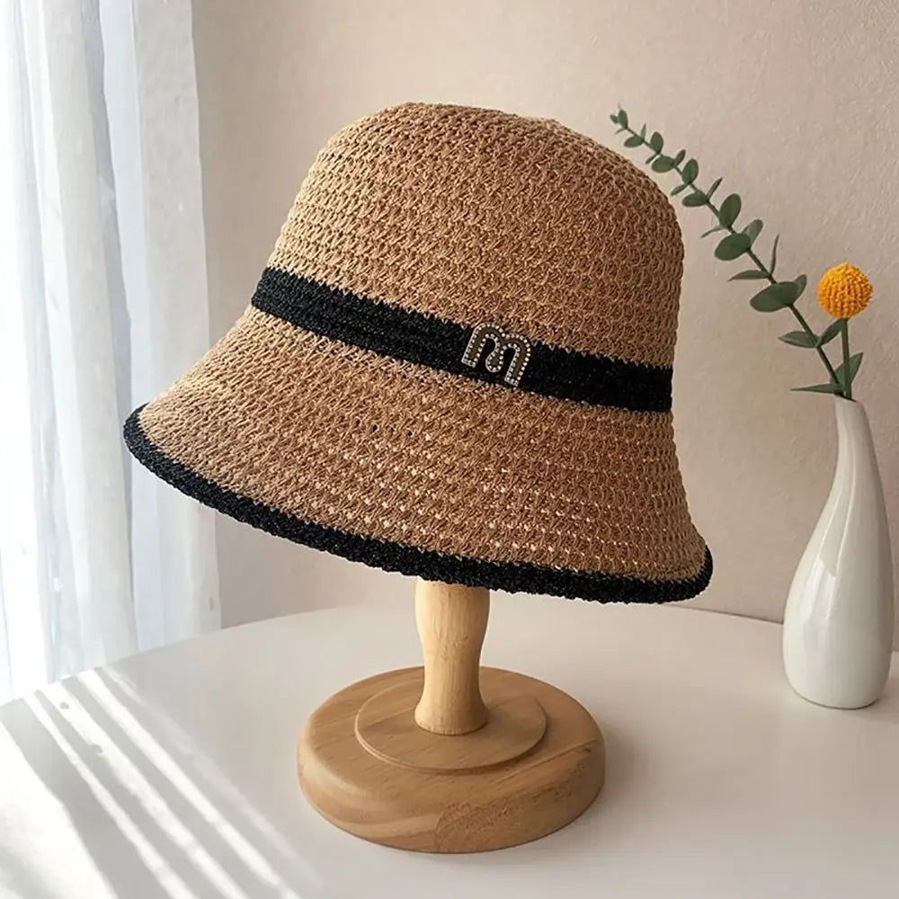 Foldable Letter Decor Holiday Beach Bucket Hat Sun Cap