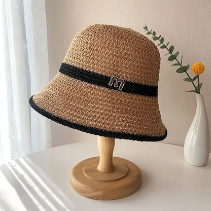 Foldable Letter Decor Holiday Beach Bucket Hat Sun Cap