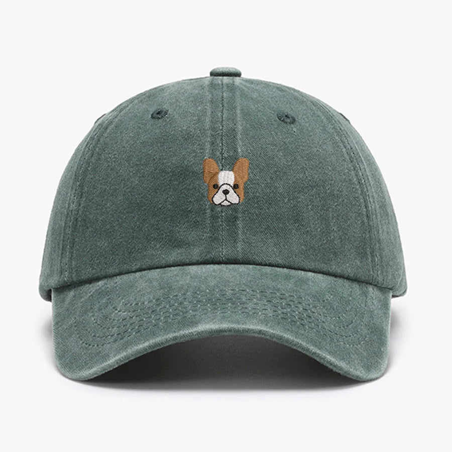 Vintage French Bulldog Embroidered Baseball Cap