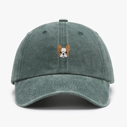 Vintage French Bulldog Embroidered Baseball Cap