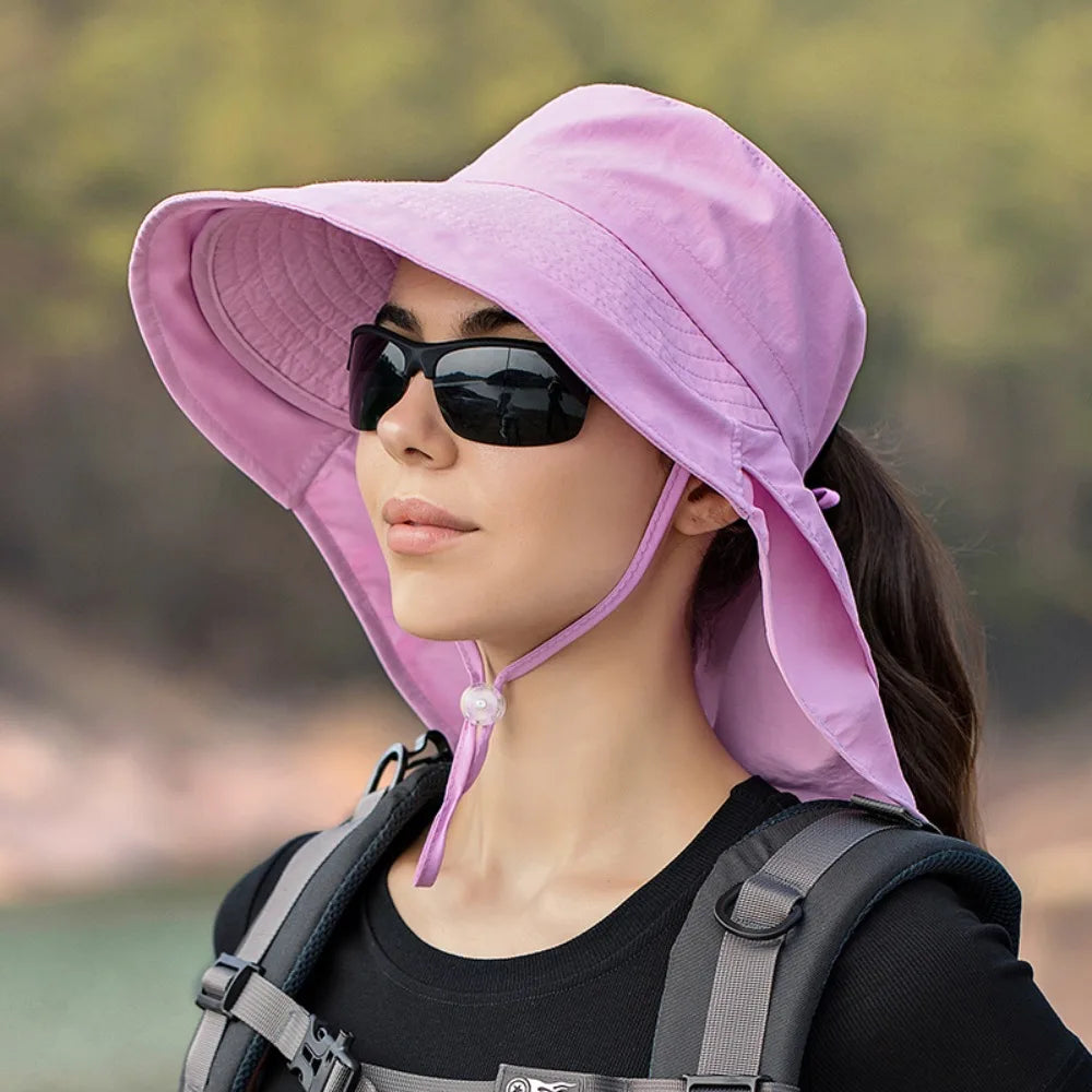 Wide Brim UV Protection Bonnet Bucket Hat