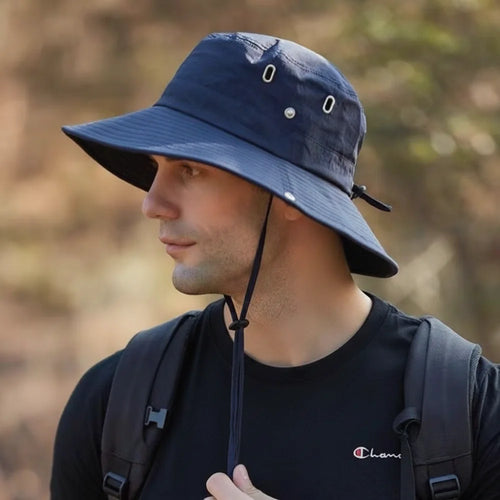 Men's Adjustable Wide-Brim Breathable Sun Protection Bucket Hat