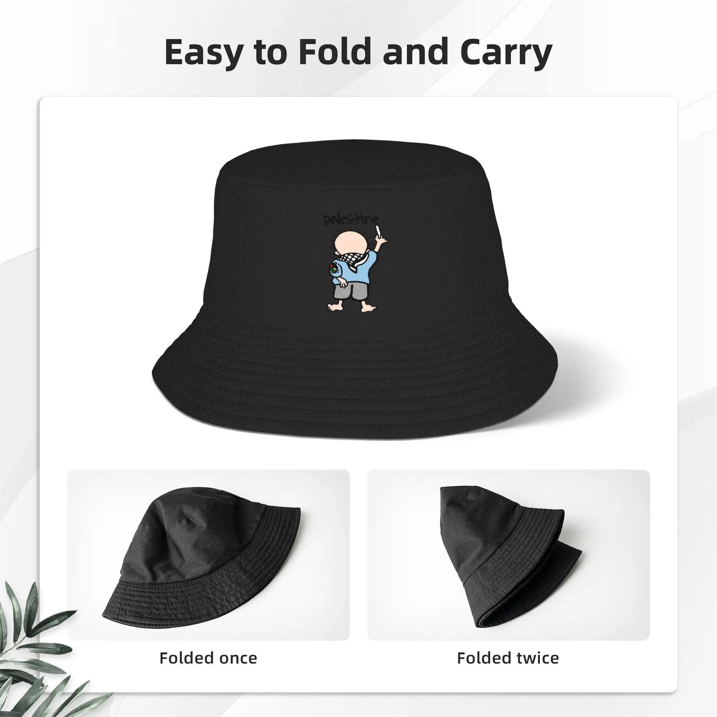 Handala Palestine Flag Print Bucket Hat