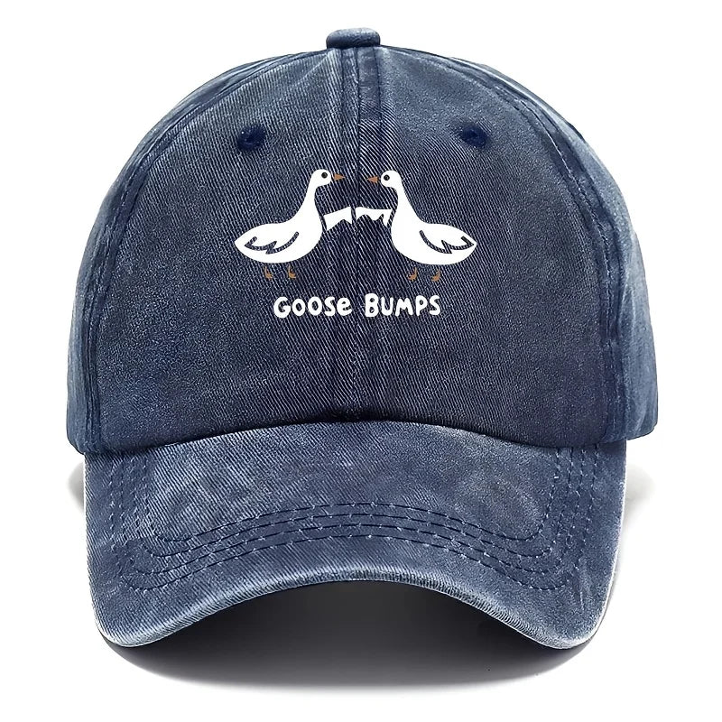 Retro Goose Print Distressed Washed Baseball Cap