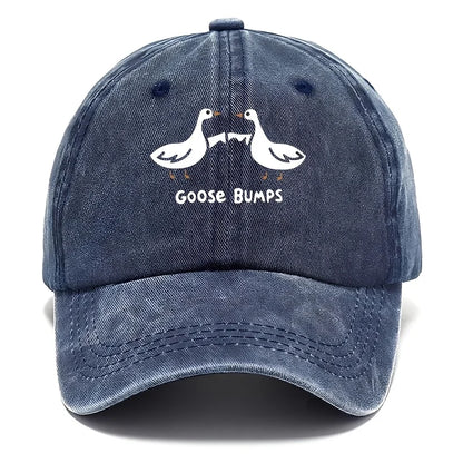 Retro Goose Print Distressed Washed Baseball Cap