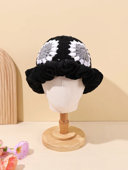 Vintage Spliced Crochet Winter Bucket Hat