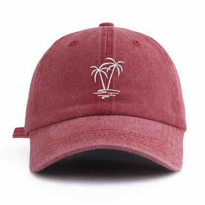 1pc Coconuttree Embroidery Washed Baseball Cap For Adults