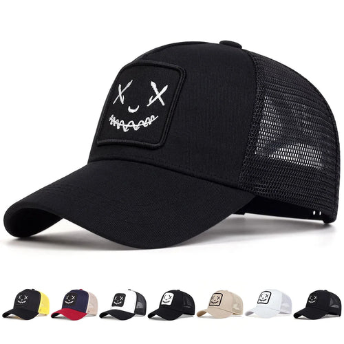 Men Women Smile Face Embroidery Baseball Caps Cotton Adjustable