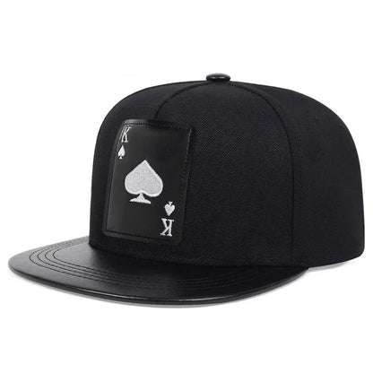 Poker Spades K Embroidered Unisex Hip-Hop Snapback Cap
