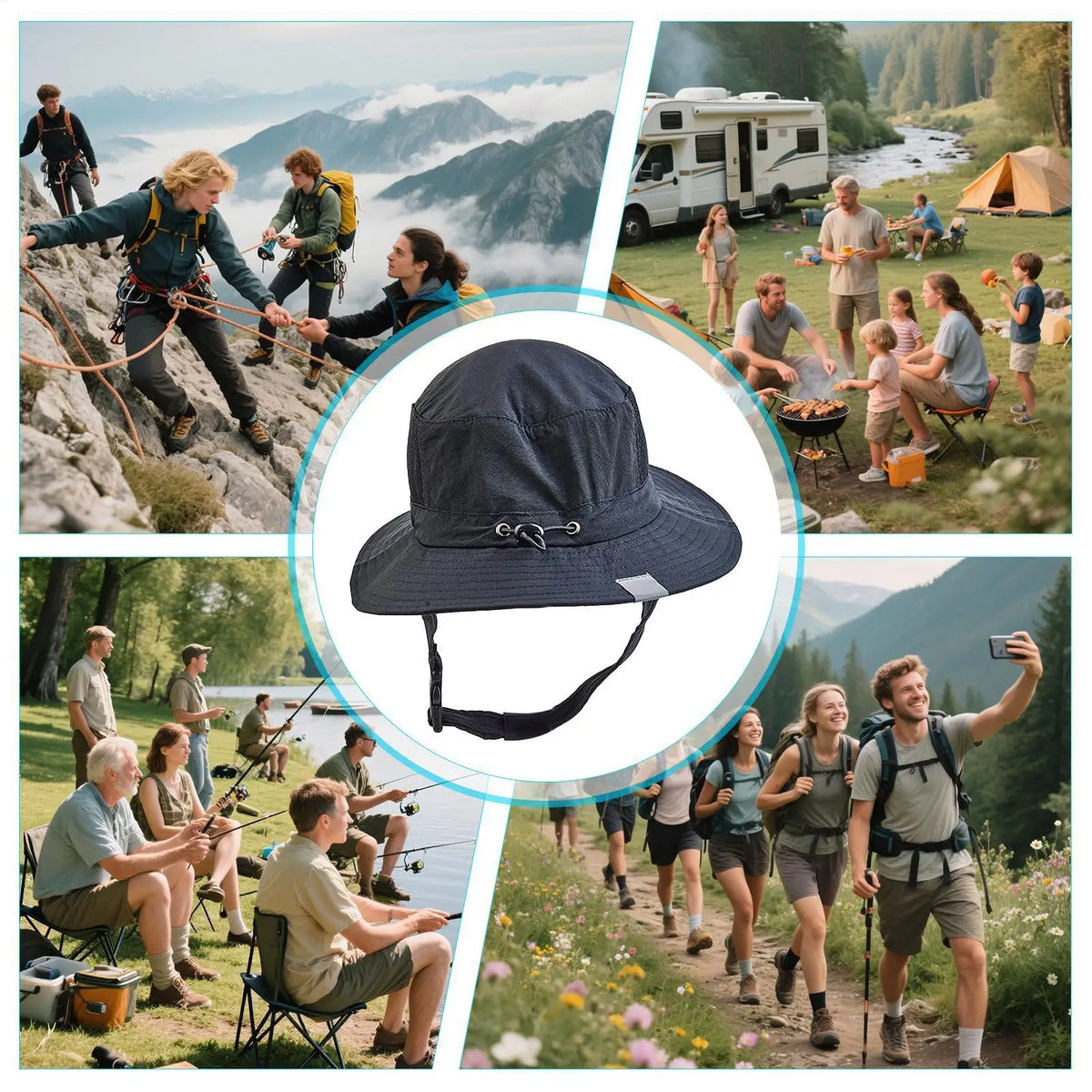 UPF 50 Adjustable Strap Foldable Fishing Bucket Hat