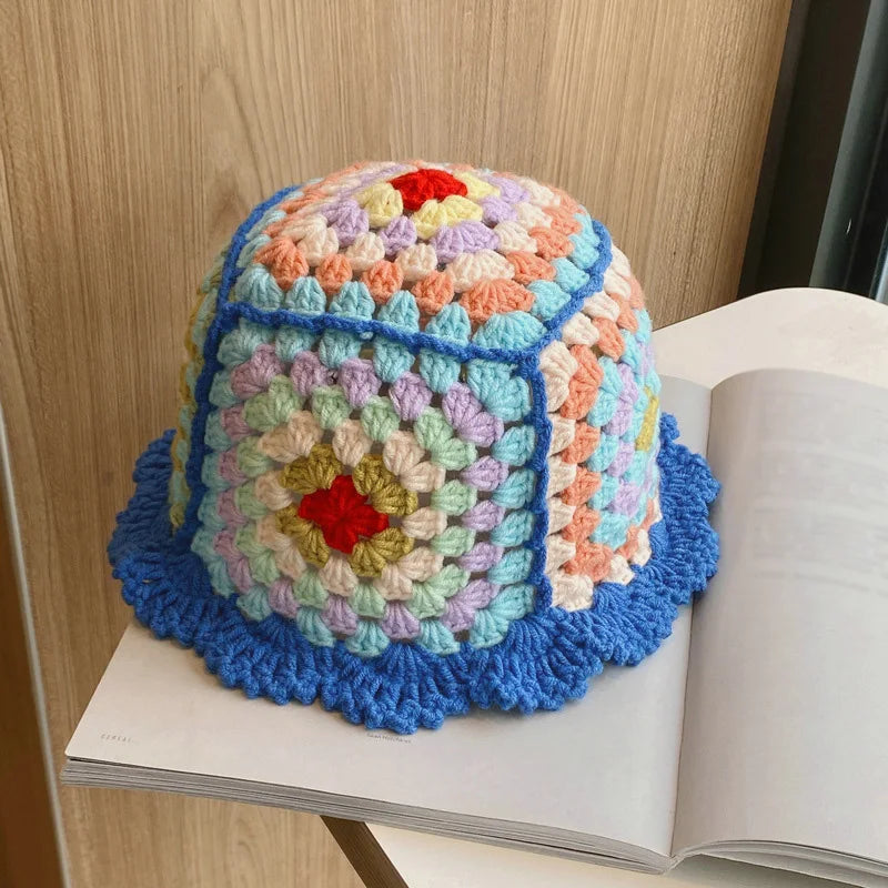 Sunflower Patchwork Ruffled Bucket Hat