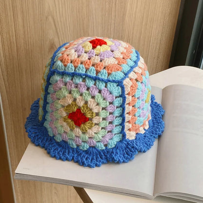 Sunflower Patchwork Ruffled Bucket Hat