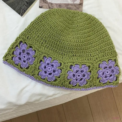 Y2K Floral Crochet Bucket Hat