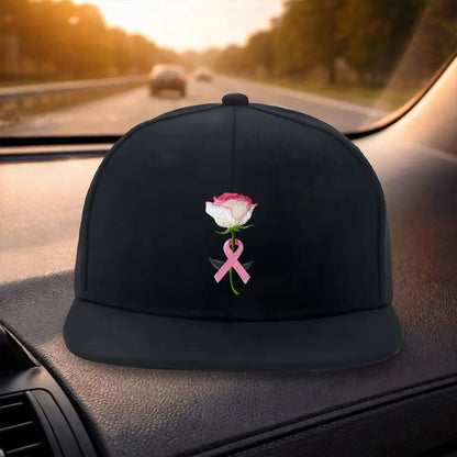 Pink Ribbon Rose Snapback Cap