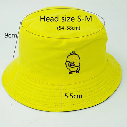 Reversible Black Yellow Duck Bucket Hat