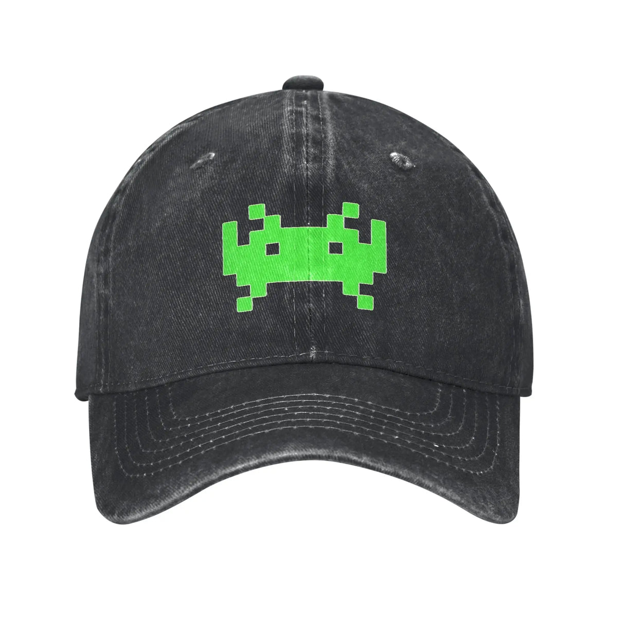 Space Invaders Vintage Distressed Washed Denim Baseball Cap