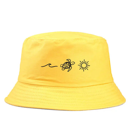 Minimalist Sea Turtle Wave Bucket Hat