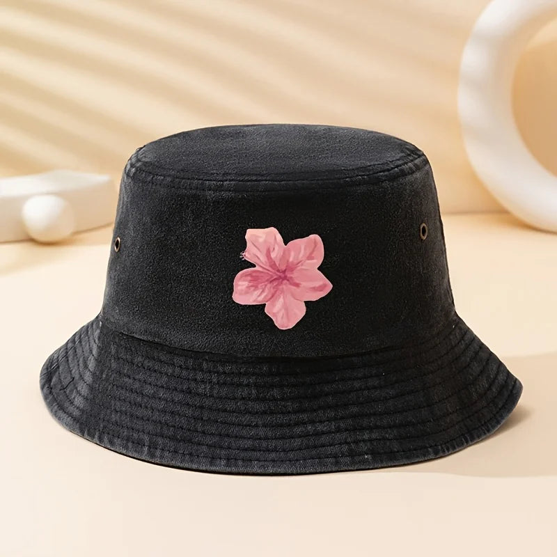 Pink Floral Print Outdoor Bucket Hat
