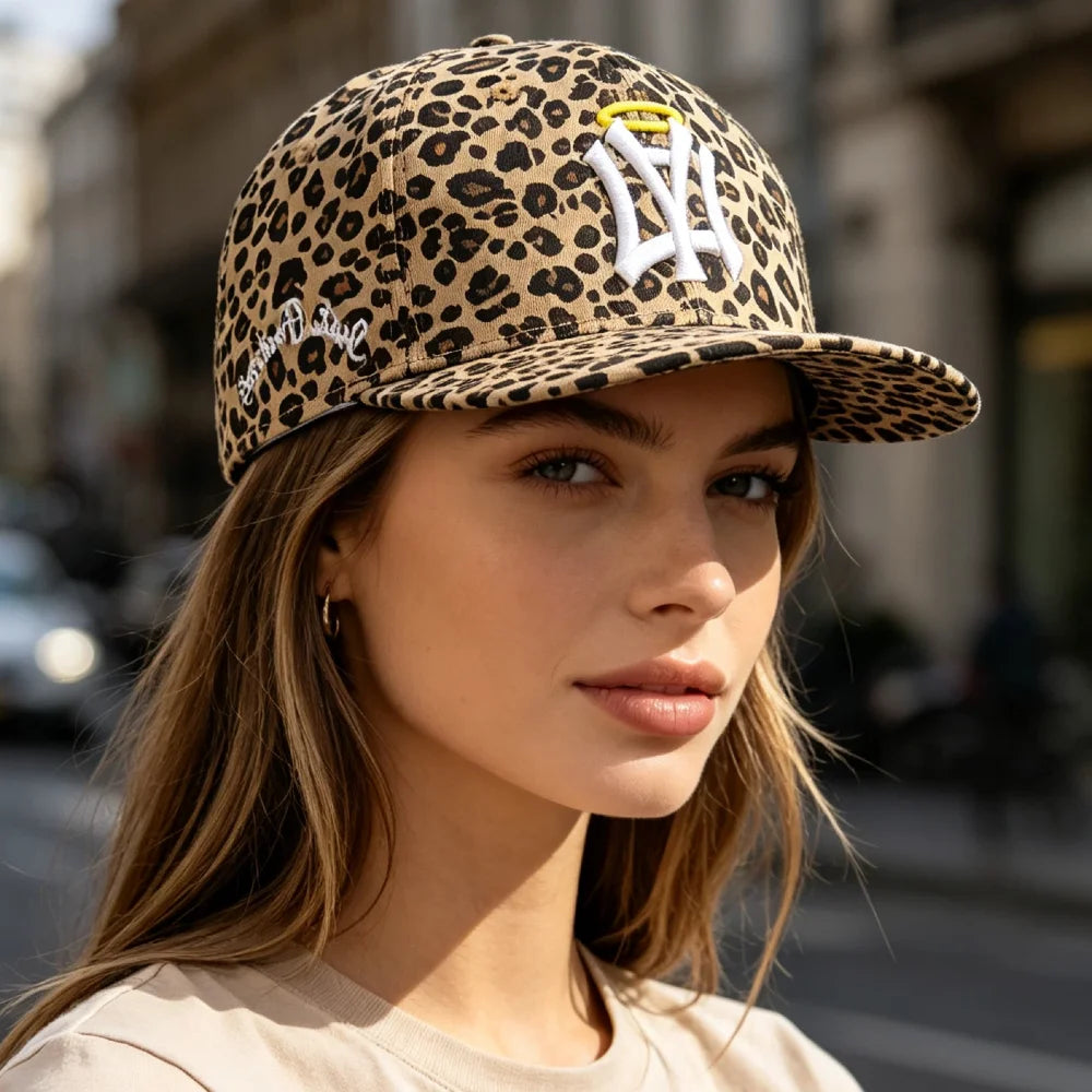 NA Letter Wing Embroidered Unisex Flat Brim Snapback Cap
