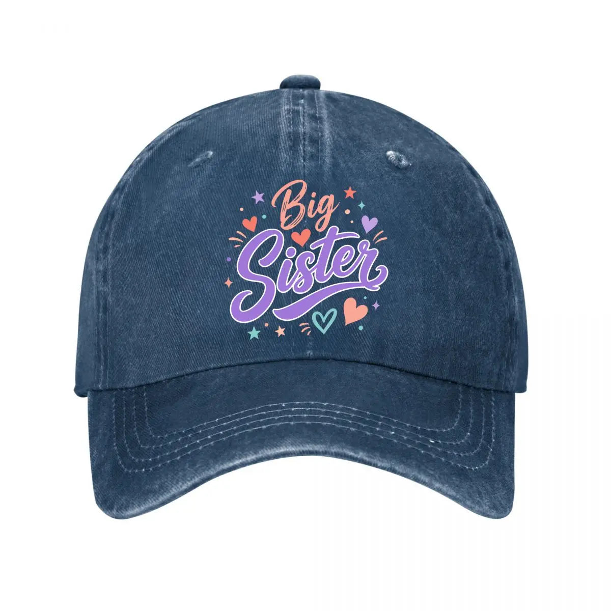 Playful Big Sister Script Washed Baseball Cap