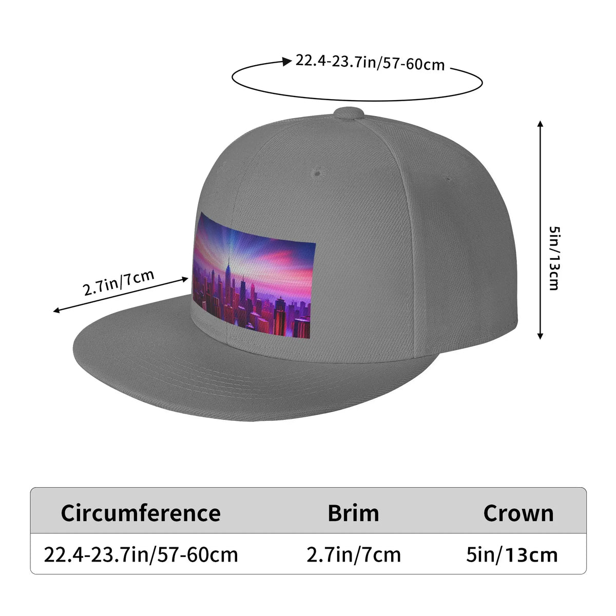 Vast City Skyline Flat Brim Snapback Cap