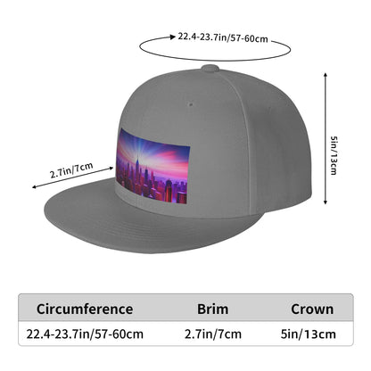 Vast City Skyline Flat Brim Snapback Cap