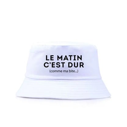 Bob Le Matin C’est Dur Funny Print Bucket Hat