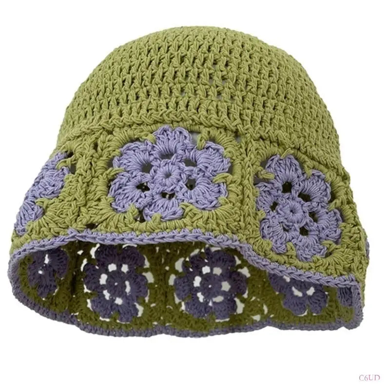 Y2K Floral Crochet Bucket Hat