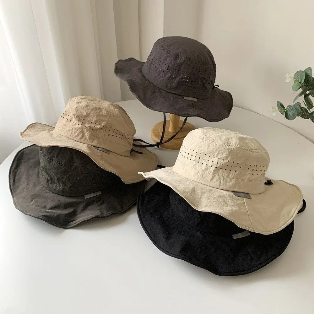 Breathable Wide Brim Quick-Dry Sun Protection Bucket Hat