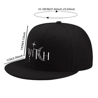 Witch Crescent Moon Graphic Snapback Cap