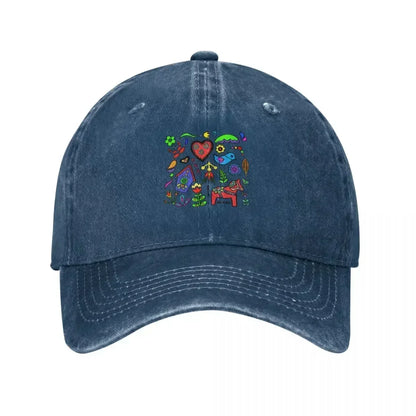 Swedish Folk Art Designer Graphic Baseball Cap