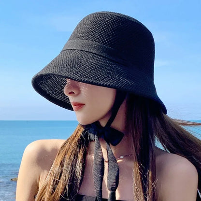 Knitted Women Sun Hat Breathable Bucket Hat