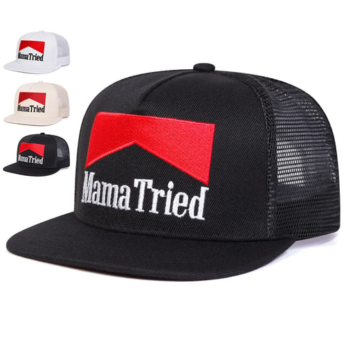 Unisex Mama Tried Embroidered Sports Mesh Snapback Cap