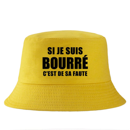 French Print Reversible Cotton Bucket Hat Unisex