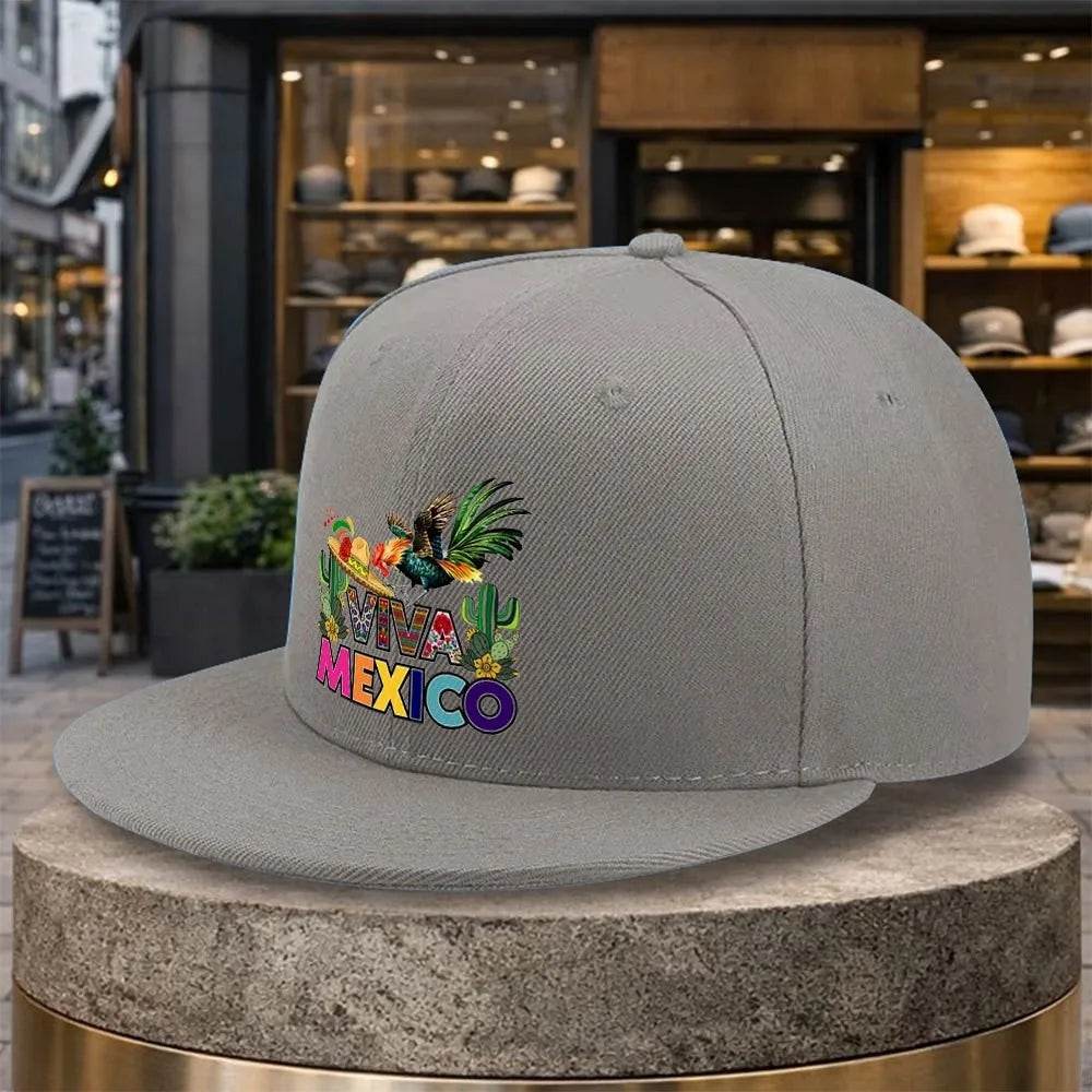 Viva Mexico Rooster Print Adjustable Snapback Cap
