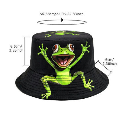 Funny Cartoon Frog Pattern Bucket Hats